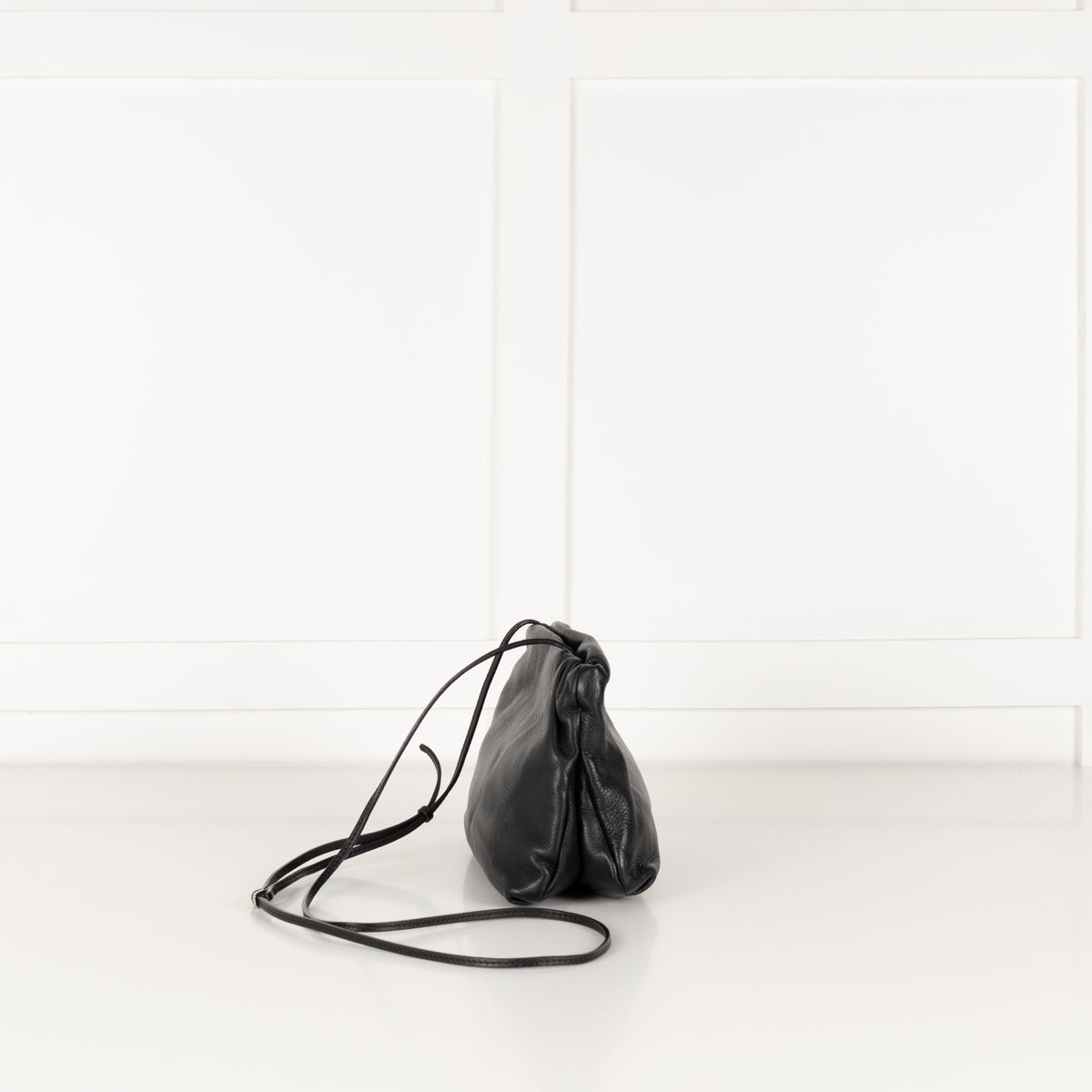 The Row Black Leather Bourse Clutch Bag