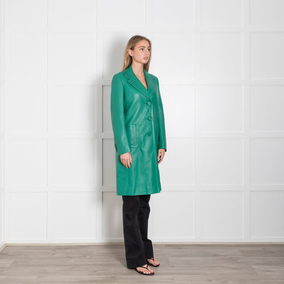 Prada Green Leather Coat