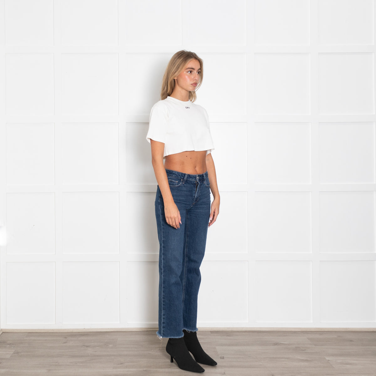 Off White Cropped White T Shirt