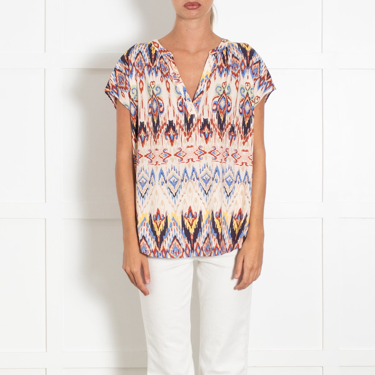 Dea Kudibal Multi Coloured Aztec Pattern Cap Sleeve Top
