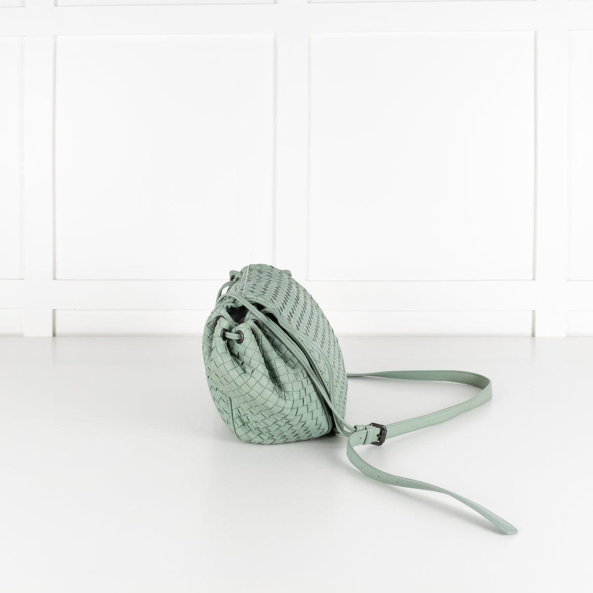 Bottega Veneta Mint Intrecciato Leather Drawstring Crossbody Bag