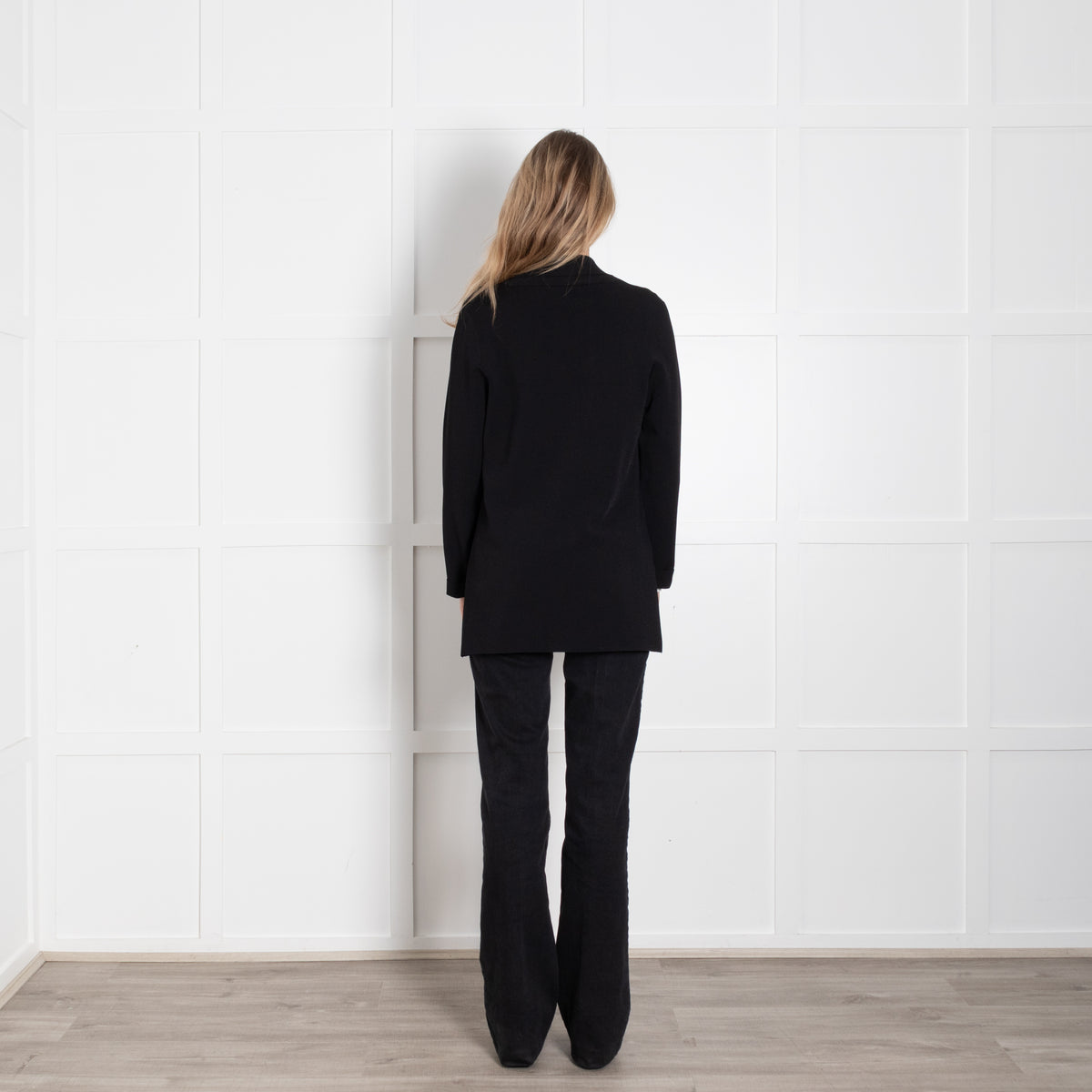 D.Exterior Black Cardigan With Gold Buttons