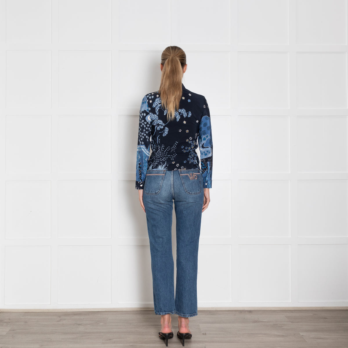 Red Valentino Blue Mix Flower Print Silk Shirt