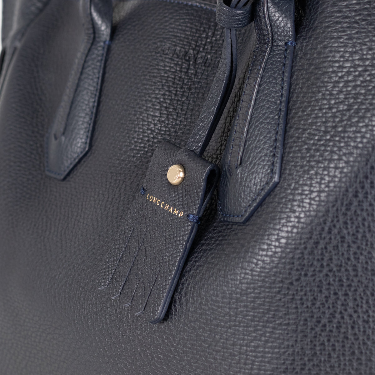 Longchamp Navy Textured Leather Penelope Tote Bag