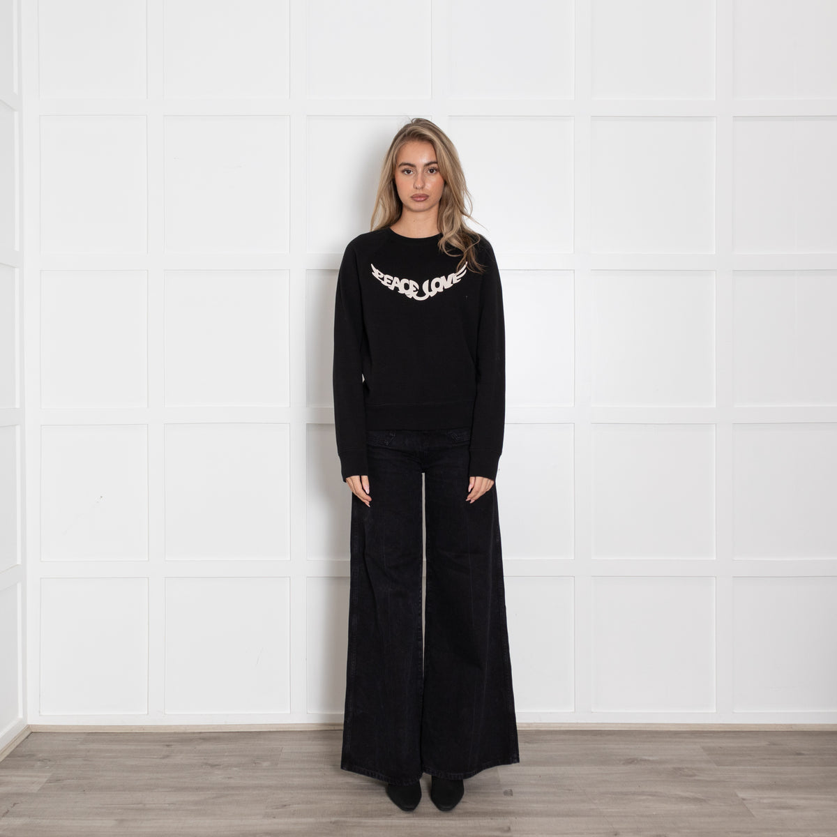 Zadig & Voltaire Unisex Black Sweatshirt With 'Peace Love ' Logo