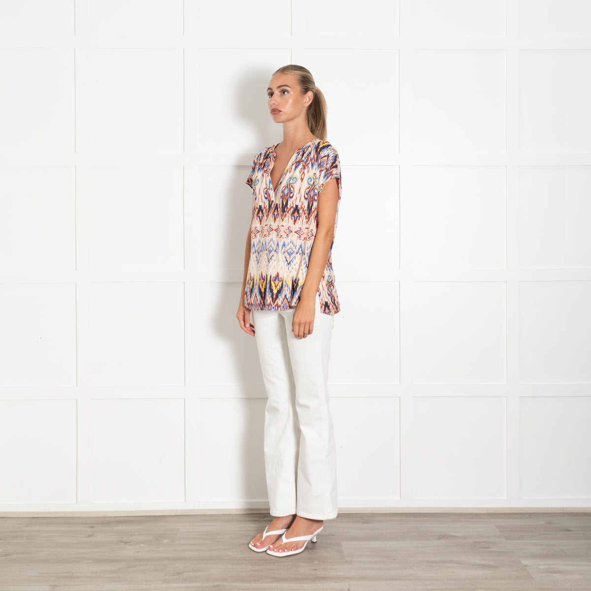 Dea Kudibal Multi Coloured Aztec Pattern Cap Sleeve Top