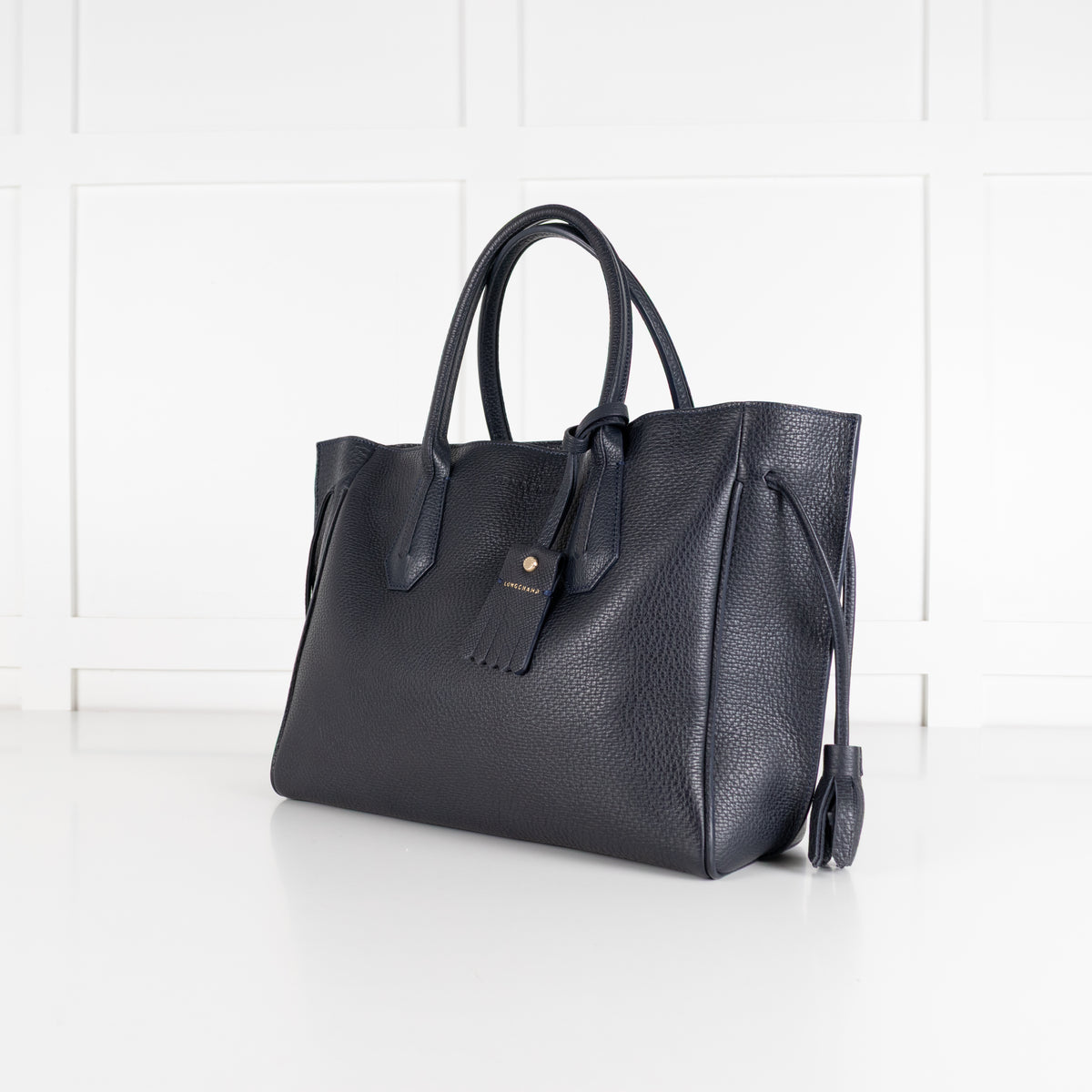Longchamp Navy Textured Leather Penelope Tote Bag