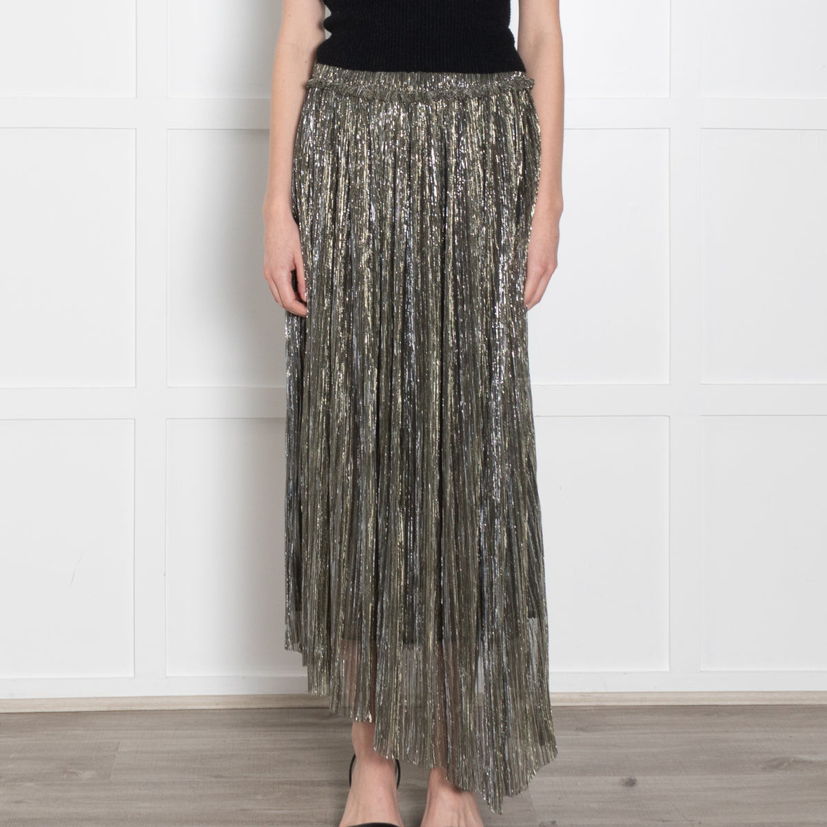 Isabel Marant Etoile Silver Lurex Asymmetric Skirt