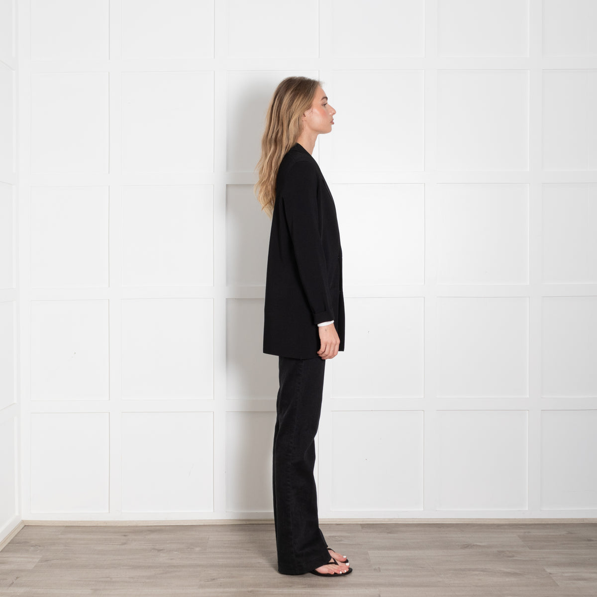 D.Exterior Black Cardigan With Gold Buttons