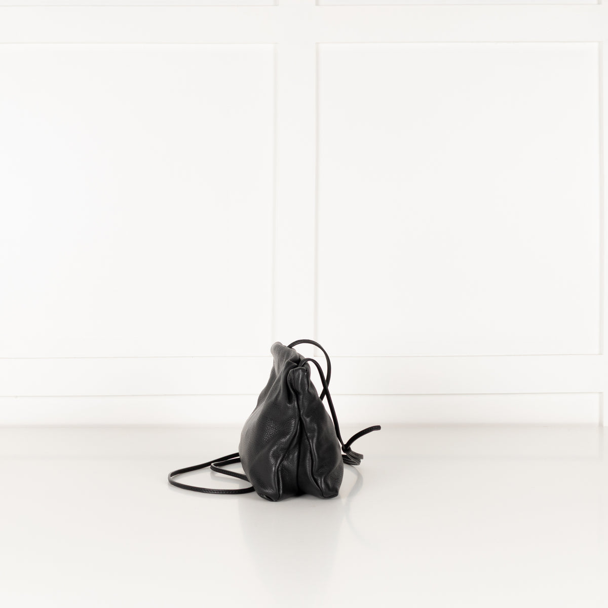 The Row Black Leather Bourse Clutch Bag