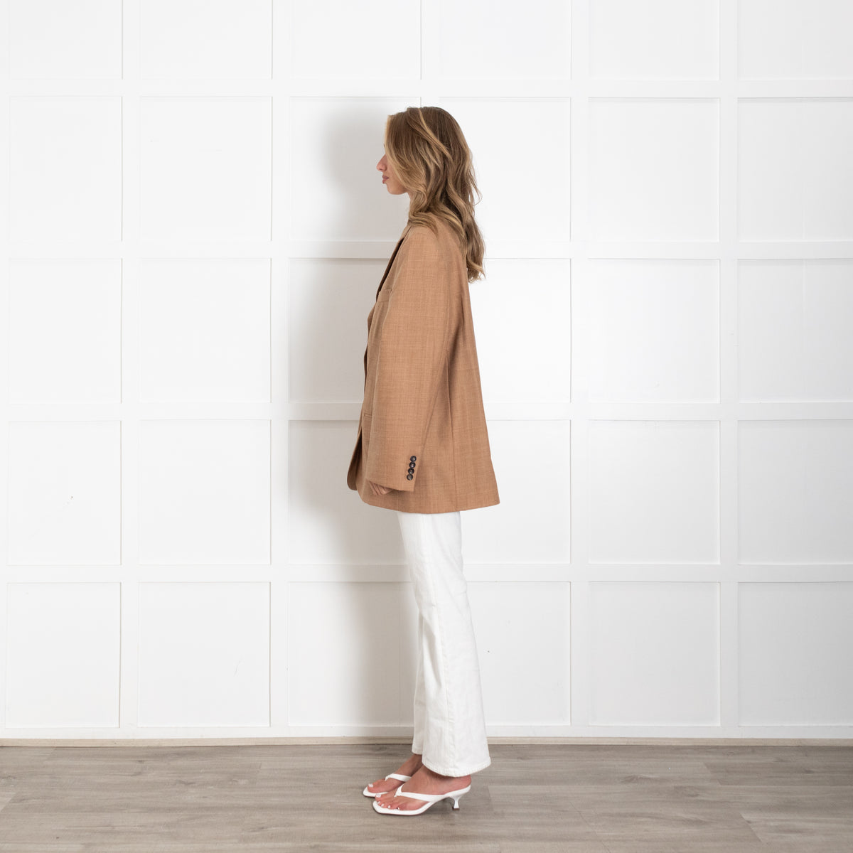 Me + Em Tan Single Breasted Blazer With Internal Sleeve Elastic