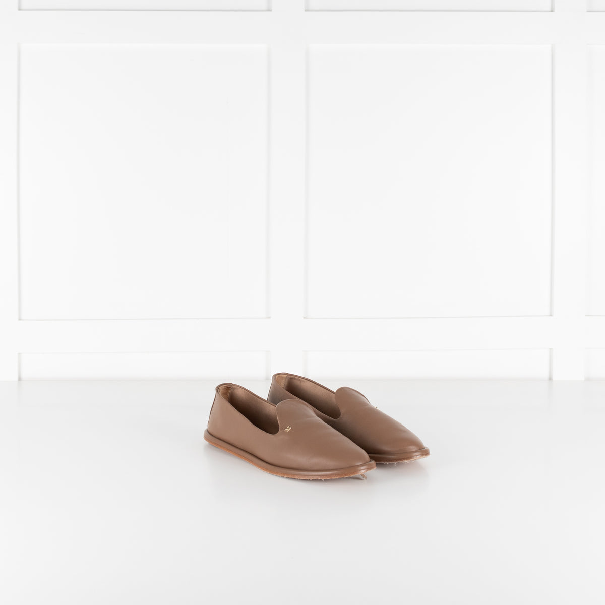Max Mara Brown Leather Leen Slippers