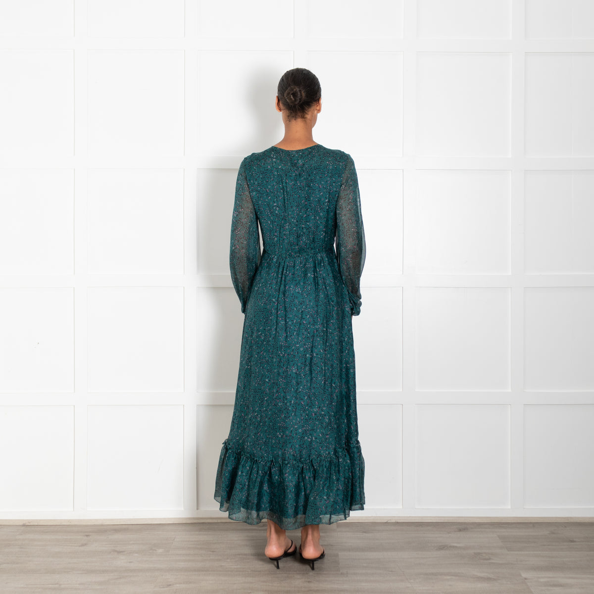 Beulah Green Silk Patterned Maxi Dress