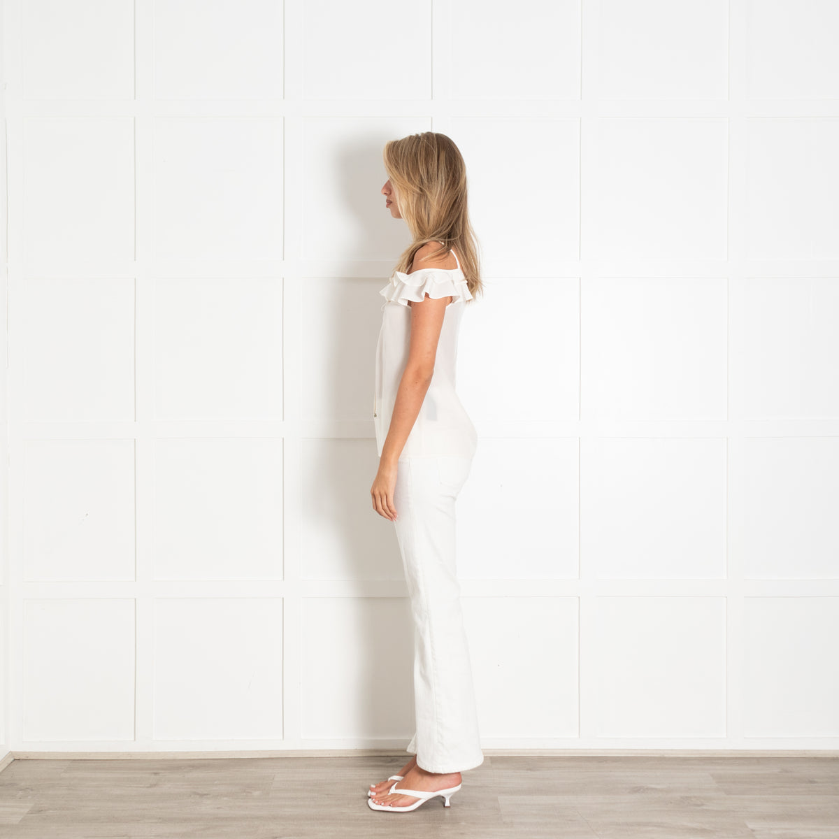 The Kooples Cream Lace Up Detail Sleeveless Silk Top