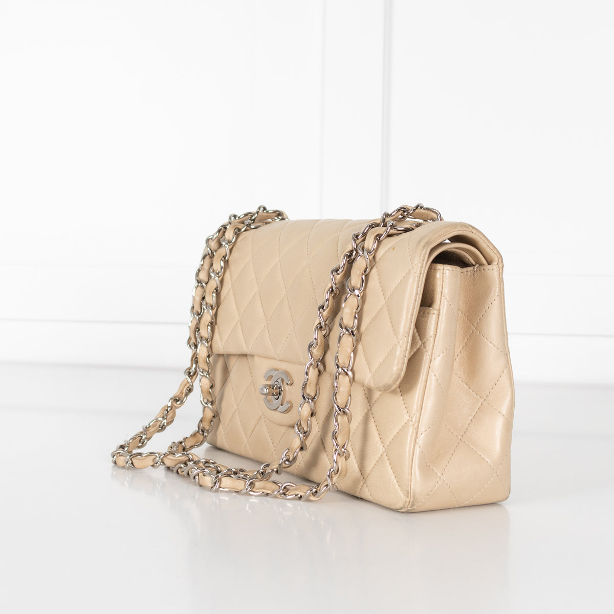 Chanel Small Beige Lambskin Classic Flap
