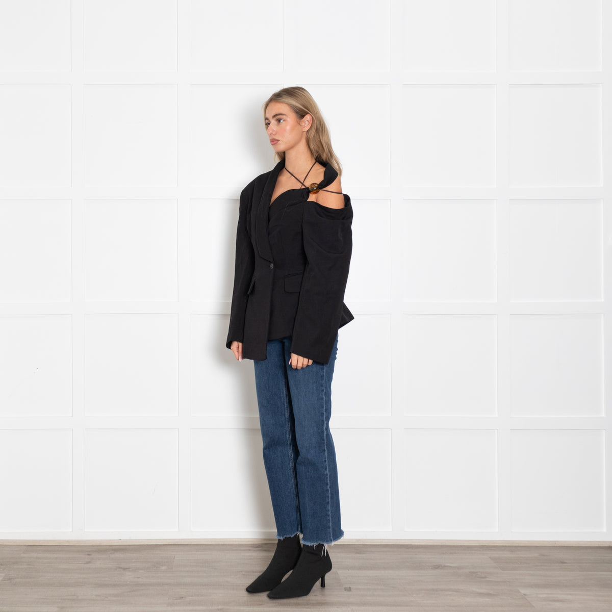 Jacquemus Black One Shoulder Baska Jacket