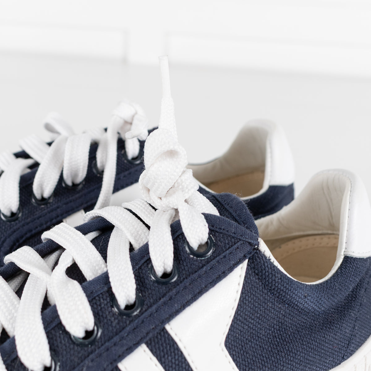 Celine Navy and White Canvas Trainers