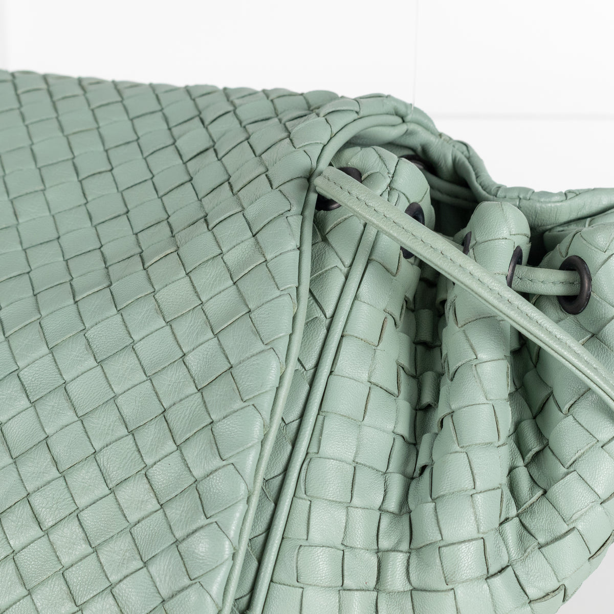 Bottega Veneta Mint Intrecciato Leather Drawstring Crossbody Bag
