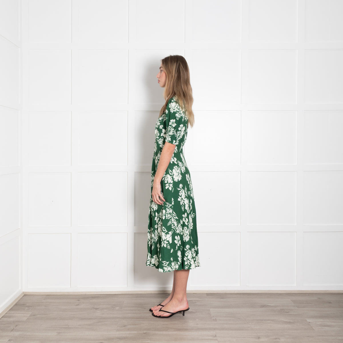 Ghost Green Cream Floral Short Sleeve Dress