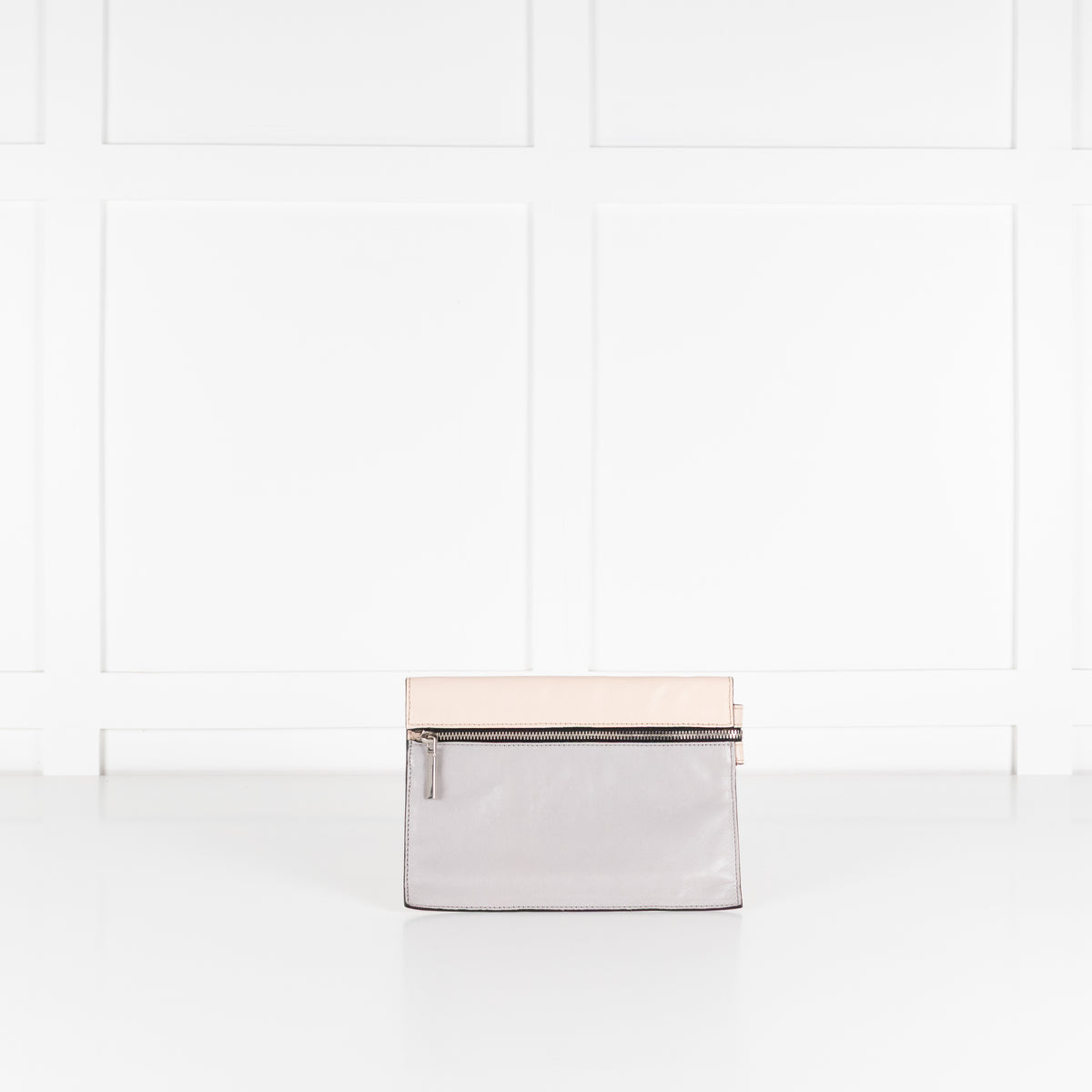 Victoria Beckham Pale Grey And Pink Leather Clutch Bag