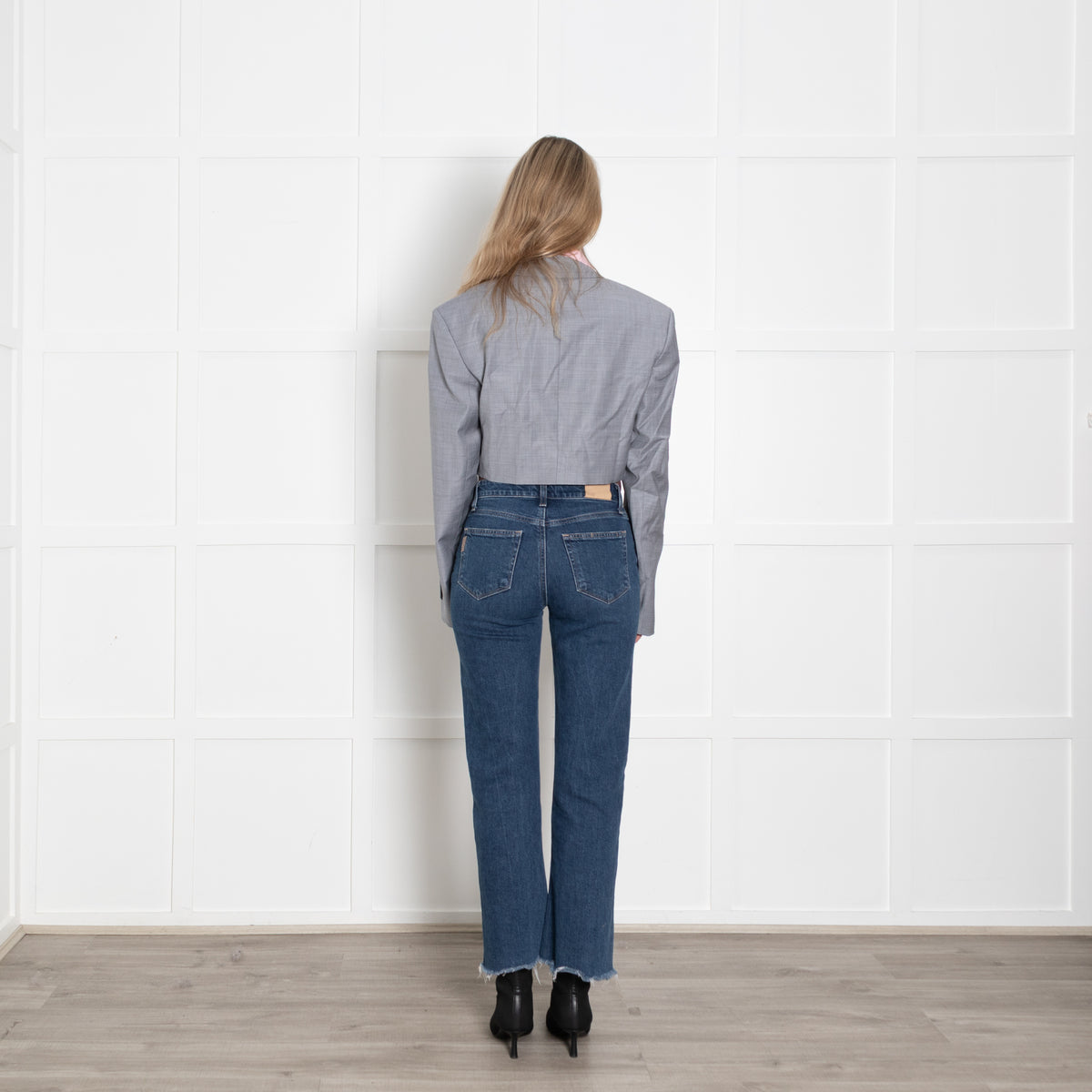 Alexander Wang Grey and Pink Layered Crop Blazer