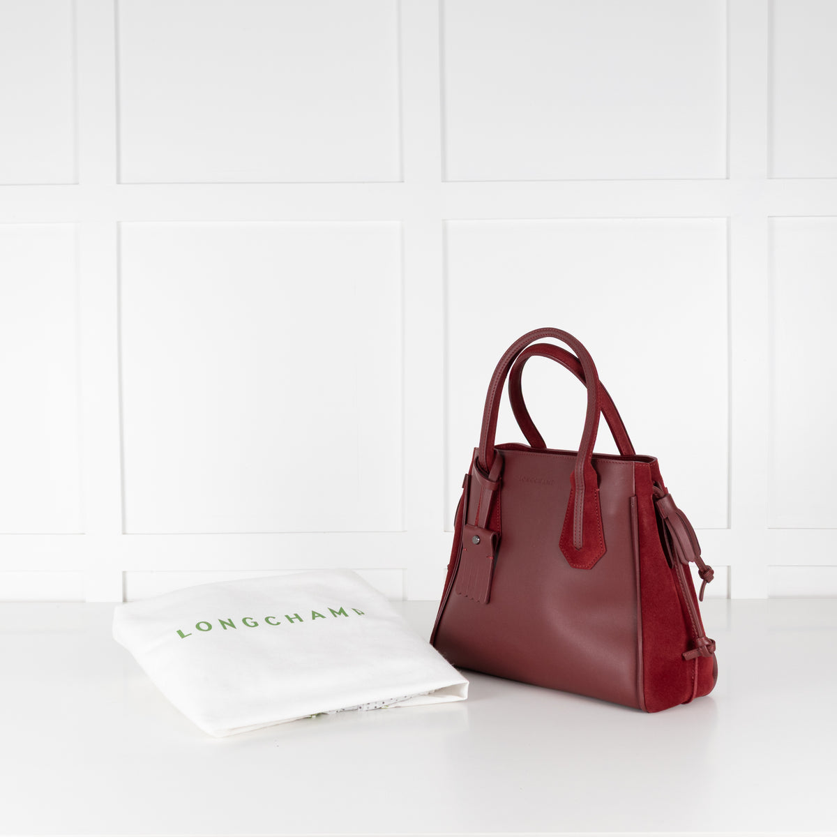 Longchamp Burgundy Leather And Suede Penelope Bag