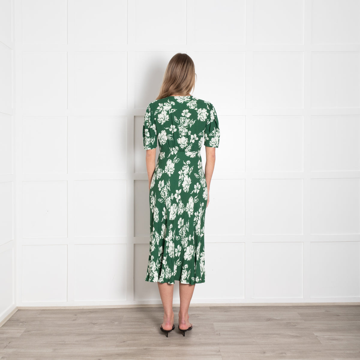 Ghost Green Cream Floral Short Sleeve Dress