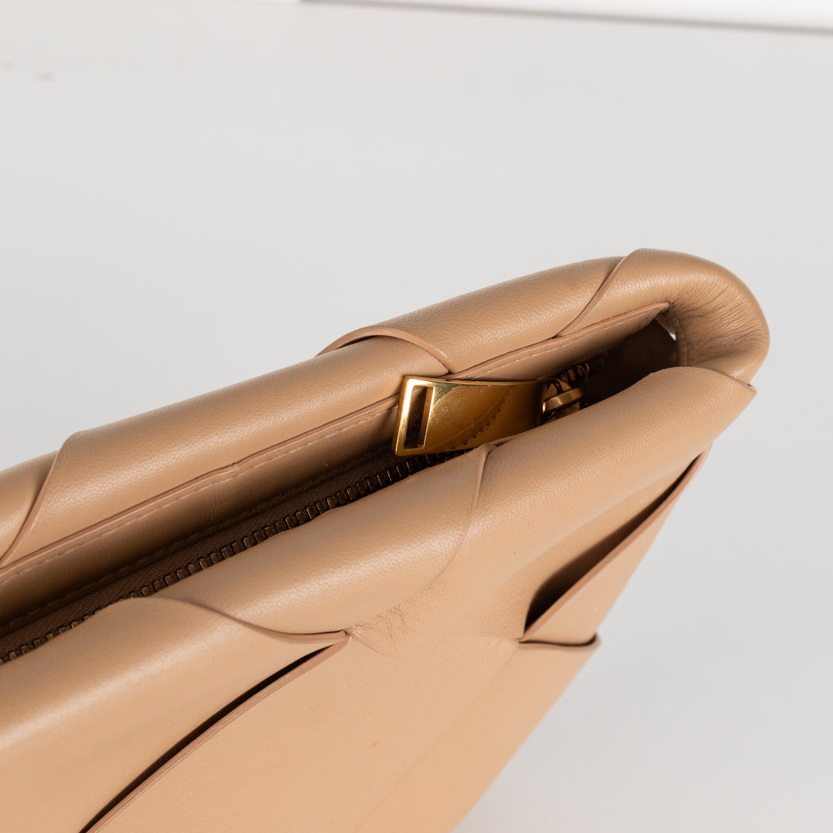 Bottega Veneta Tan Intrecciato Leather Zip Pouch