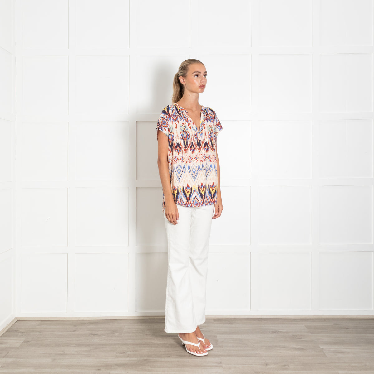 Dea Kudibal Multi Coloured Aztec Pattern Cap Sleeve Top