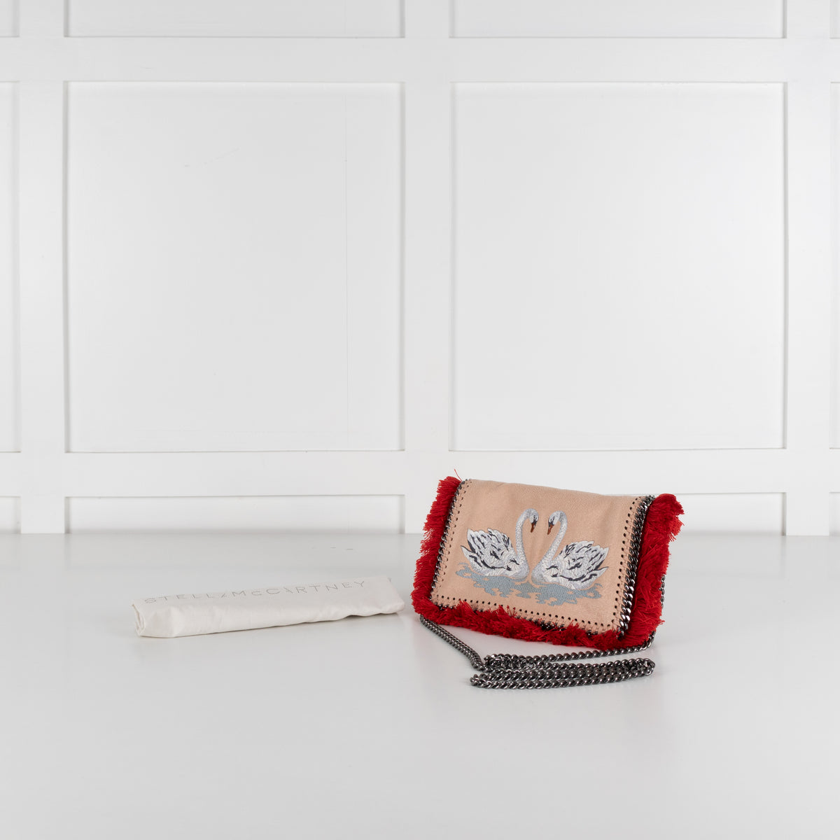 Stella McCartney Peach Swan Embroidery Falabella Crossbody Bag
