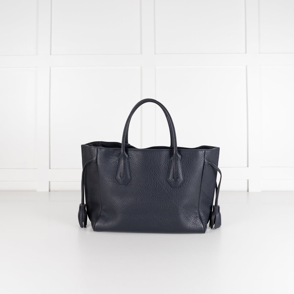 Longchamp Navy Textured Leather Penelope Tote Bag