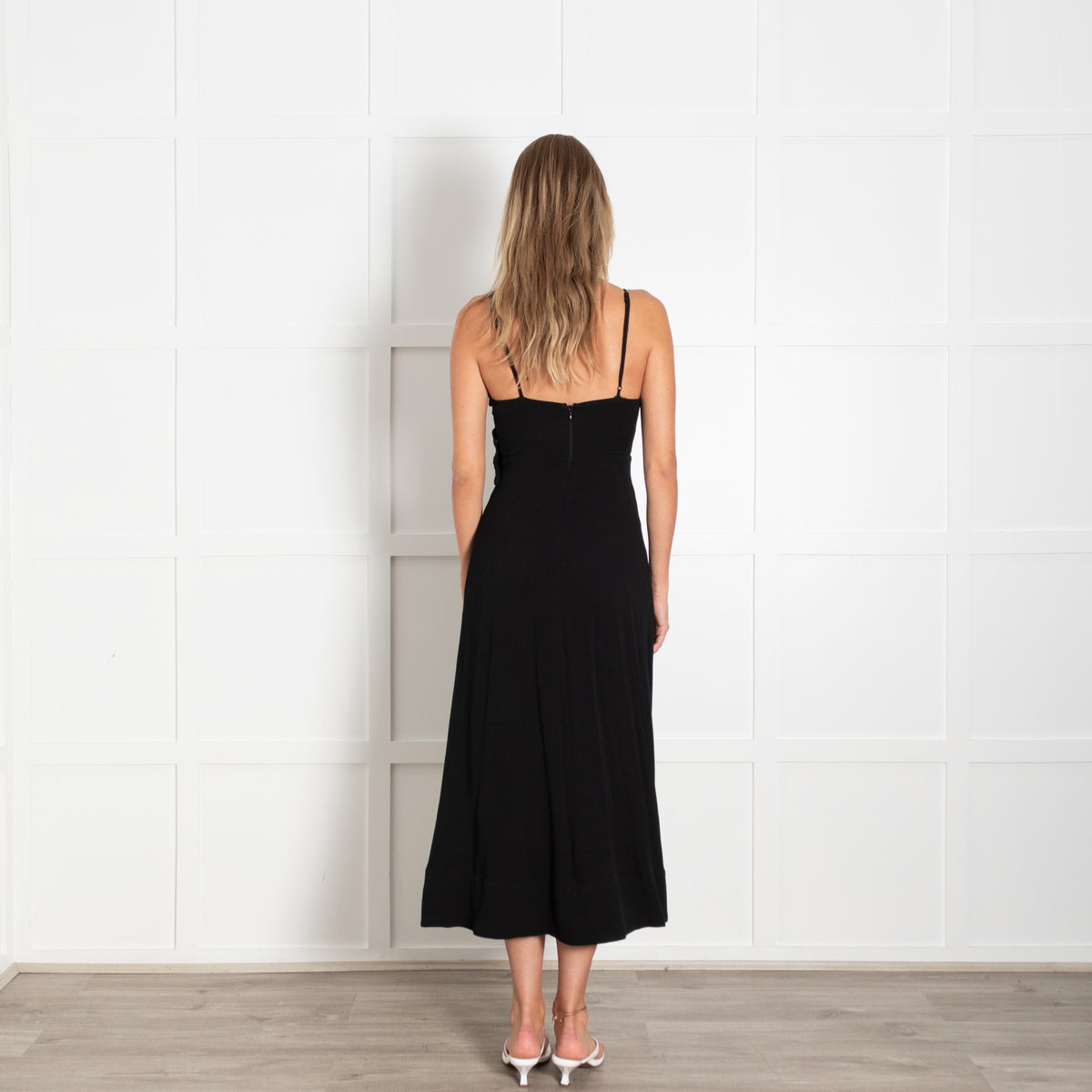 Farm Rio Black Floral Applique Midi Dress