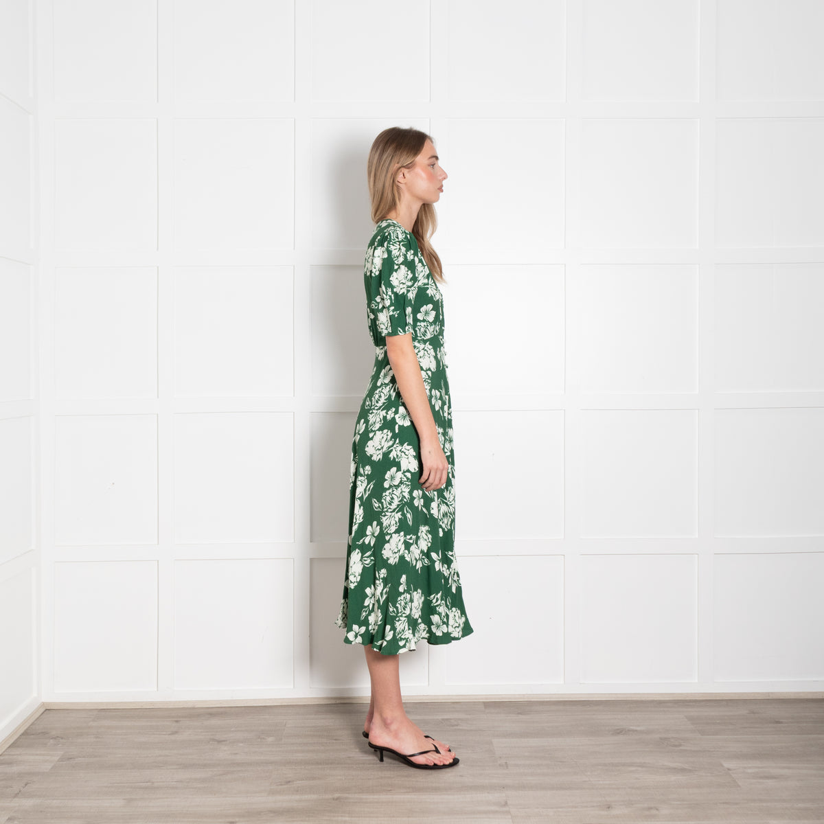 Ghost Green Cream Floral Short Sleeve Dress