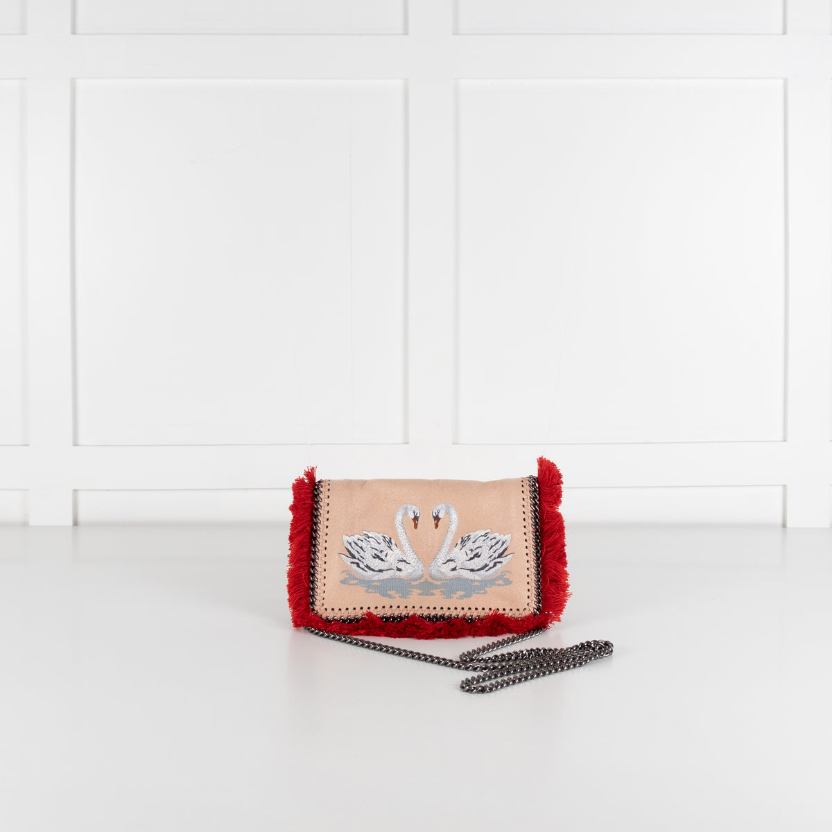 Stella McCartney Peach Swan Embroidery Falabella Crossbody Bag