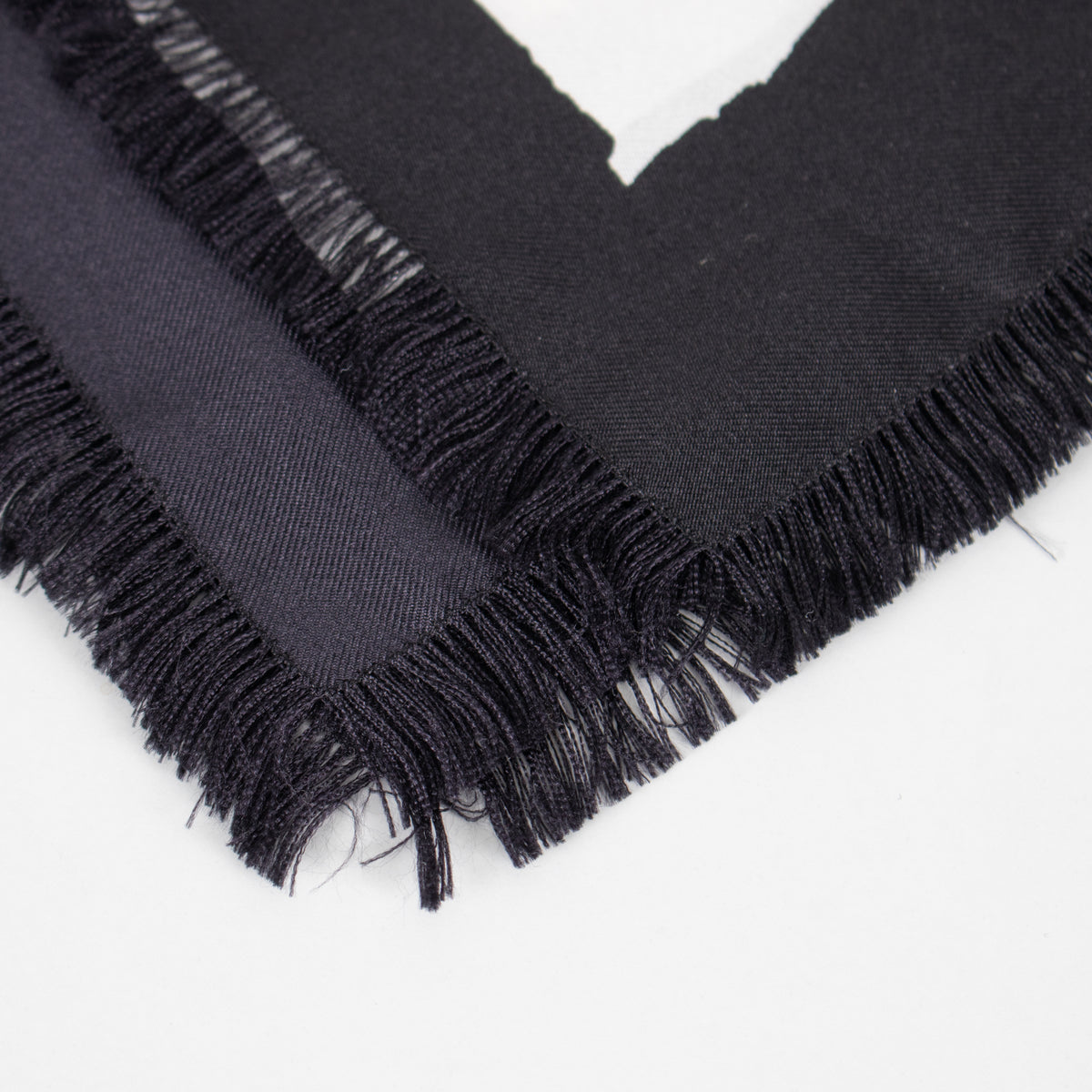 Balenciaga Cream Silk Scarf With Logo And Black Fringe