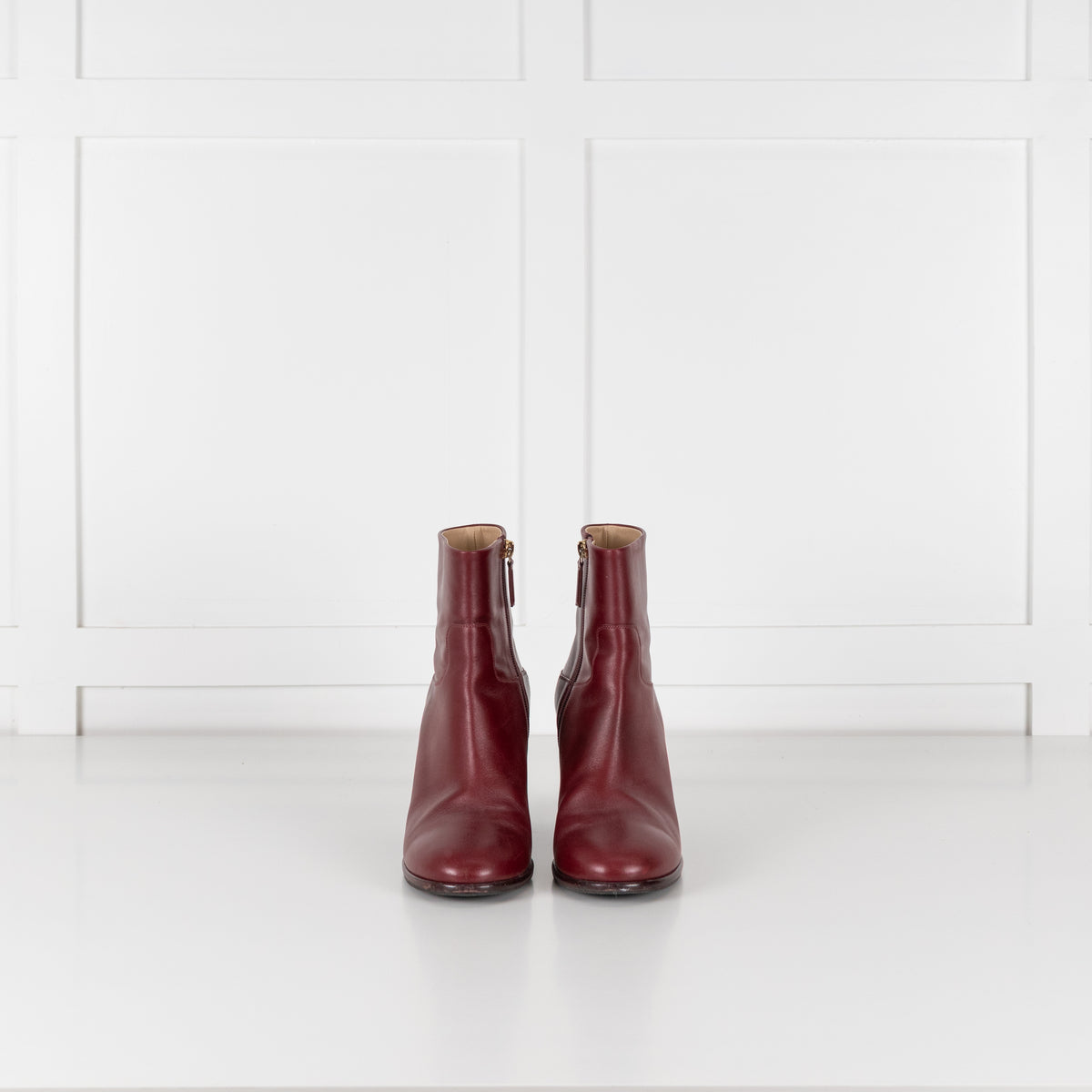 Chanel Short Burgundy Calf Skin Boots