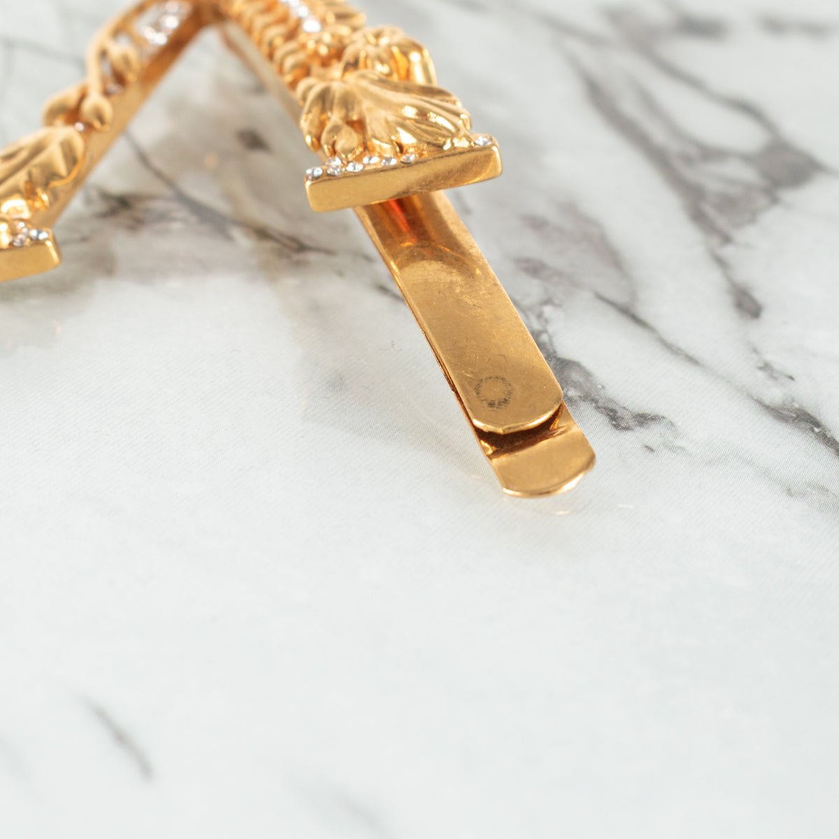Versace Gold Toned with Diamanté Medusa V Shape Hair Clip
