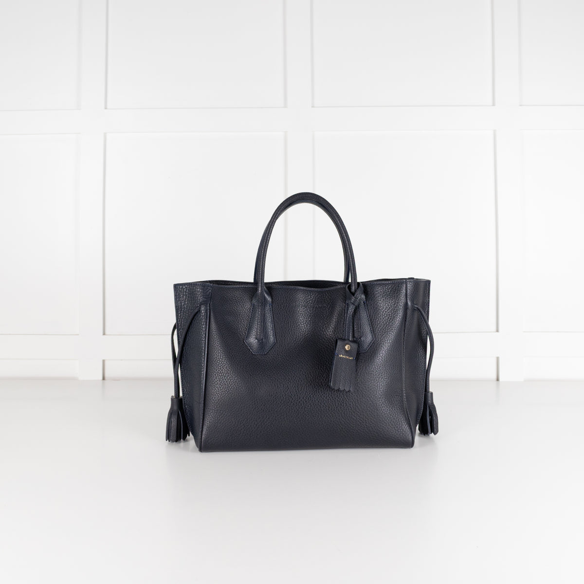 Longchamp Navy Textured Leather Penelope Tote Bag