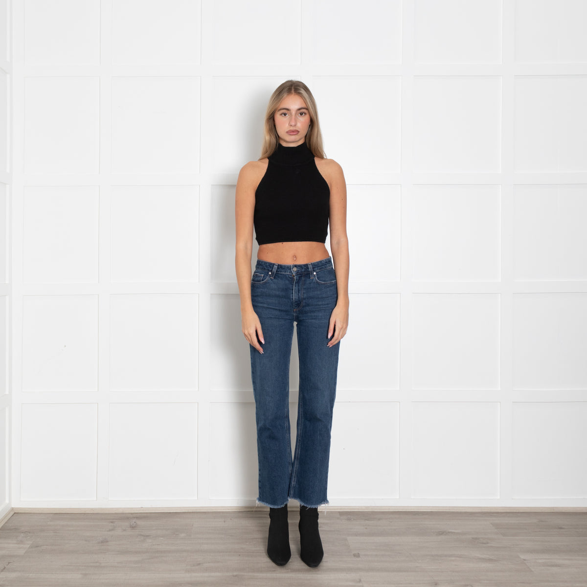 Bazilika Black Wool Mix Poloneck Short Tank Top