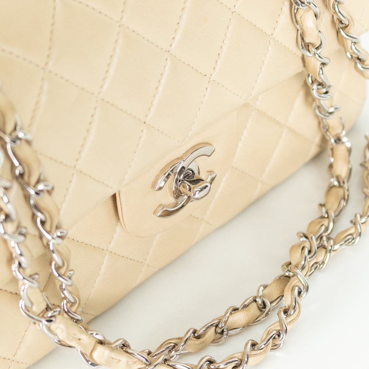 Chanel Small Beige Lambskin Classic Flap