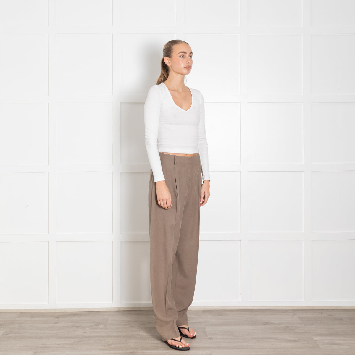 Viktoria & Woods Pale Khaki Front Pleat Trousers