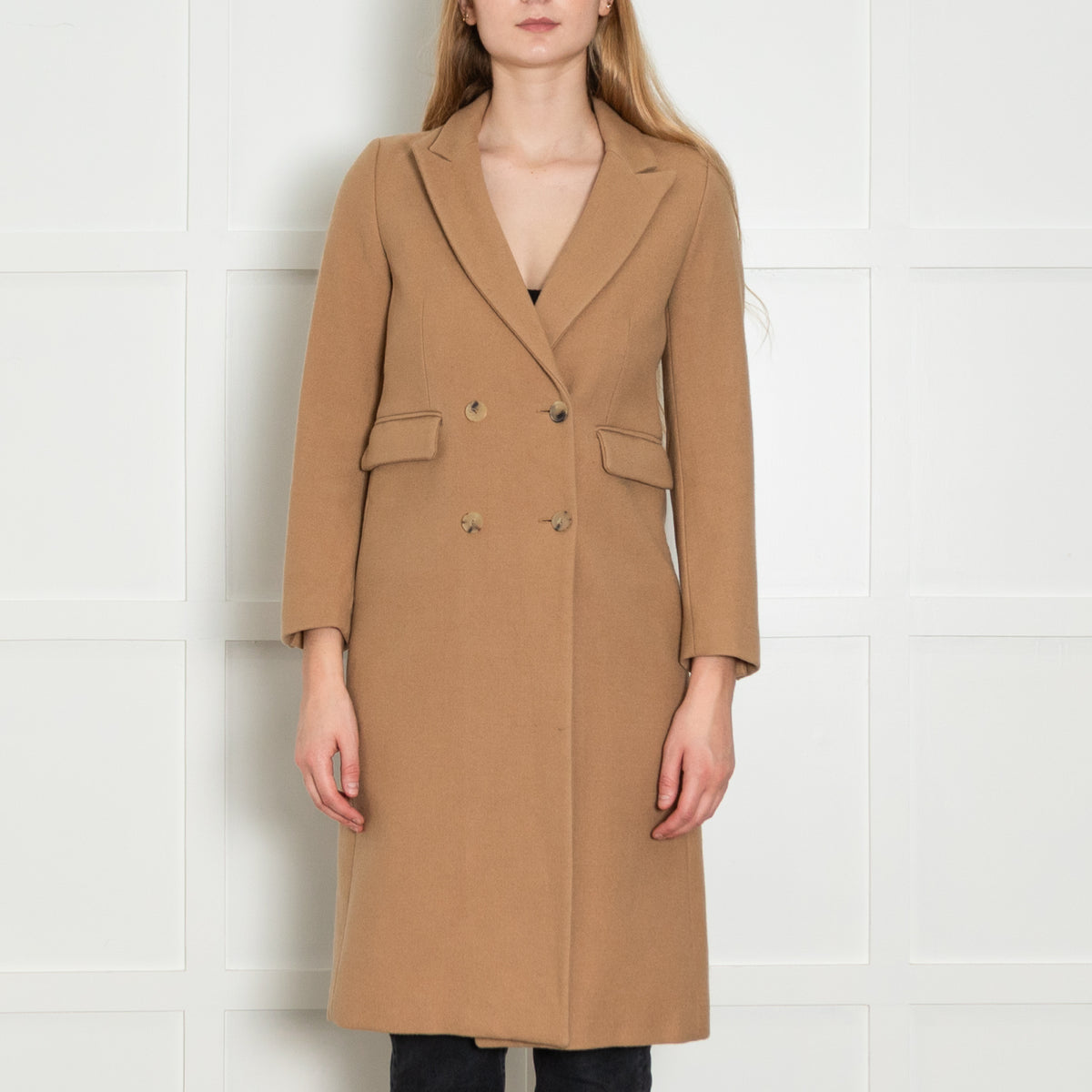 Sandro Camel Double Breasted Coat