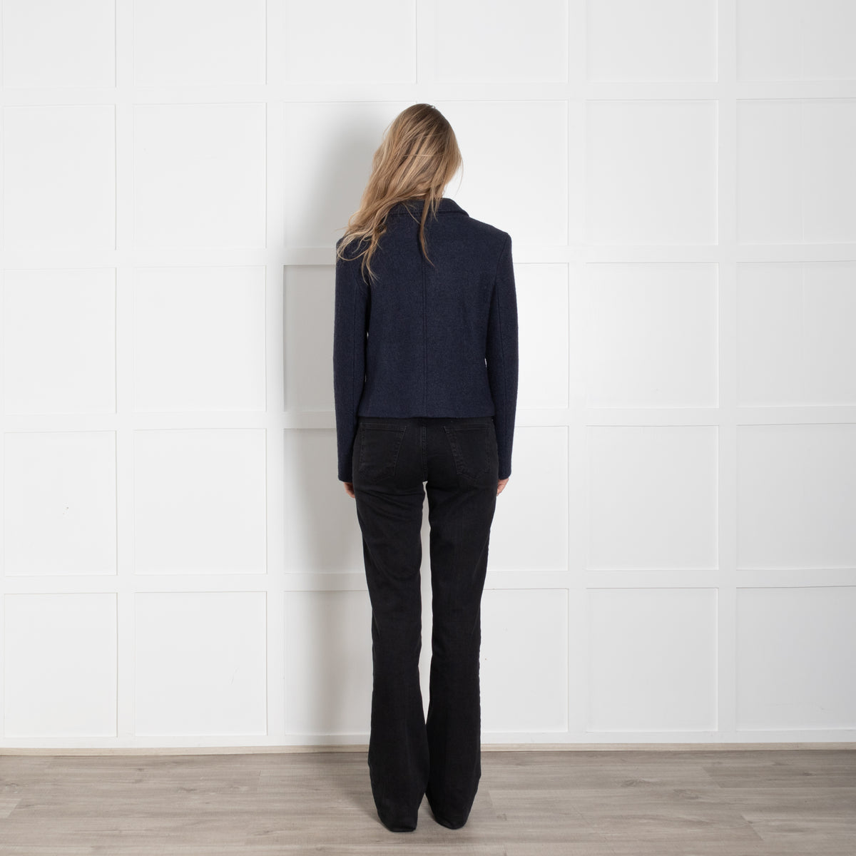 Trilogy Blue Boucle Wool Mix Cropped Jacket