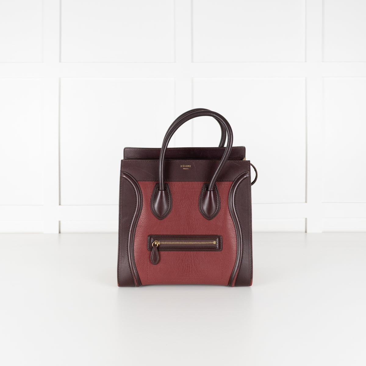 Celine Brown Burgundy Leather Luggage Nano Bag