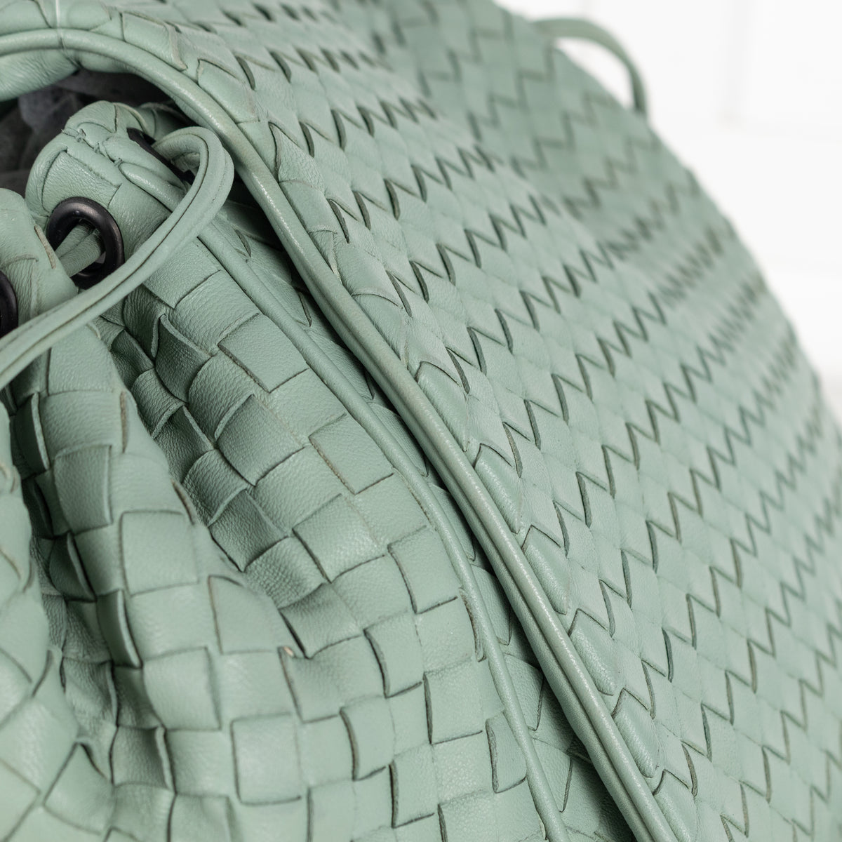 Bottega Veneta Mint Intrecciato Leather Drawstring Crossbody Bag
