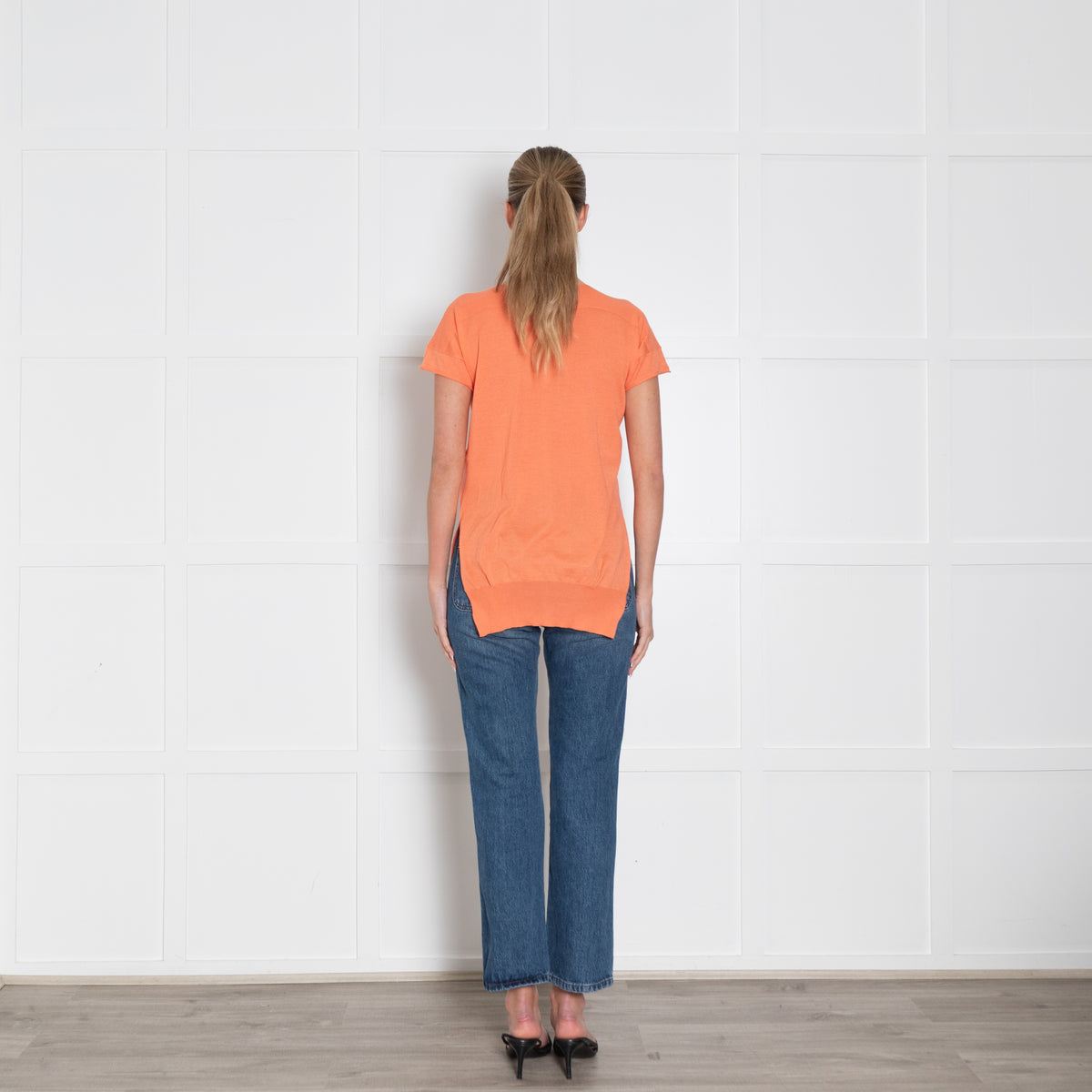 Stella McCartney Orange Silk Blend Short Sleeve Knit Top