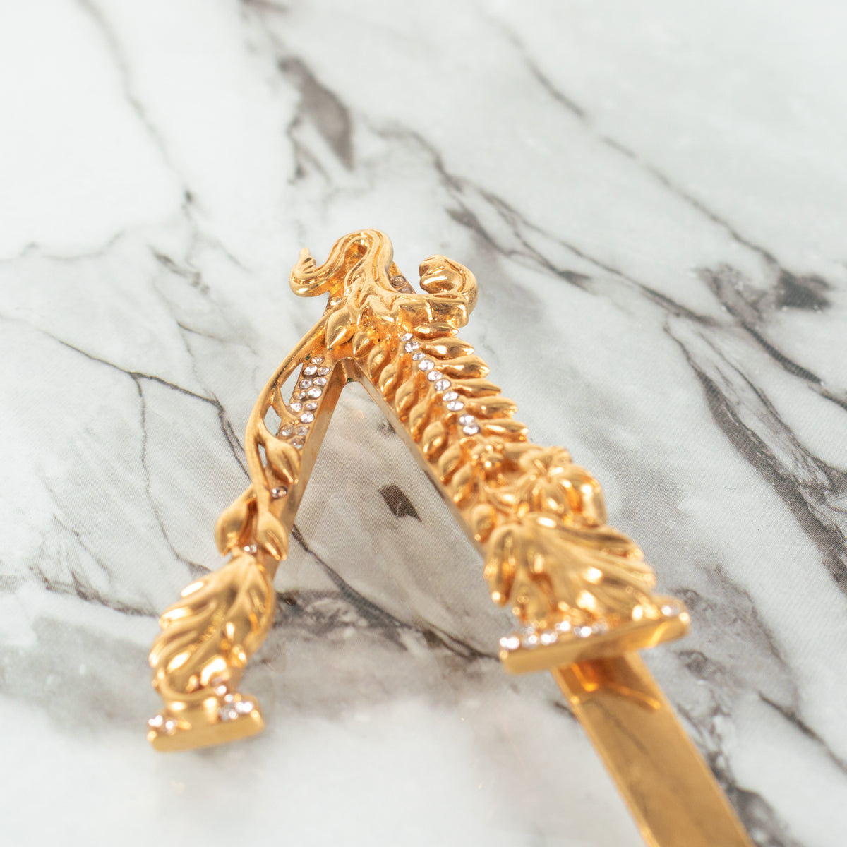 Versace Gold Toned with Diamanté Medusa V Shape Hair Clip