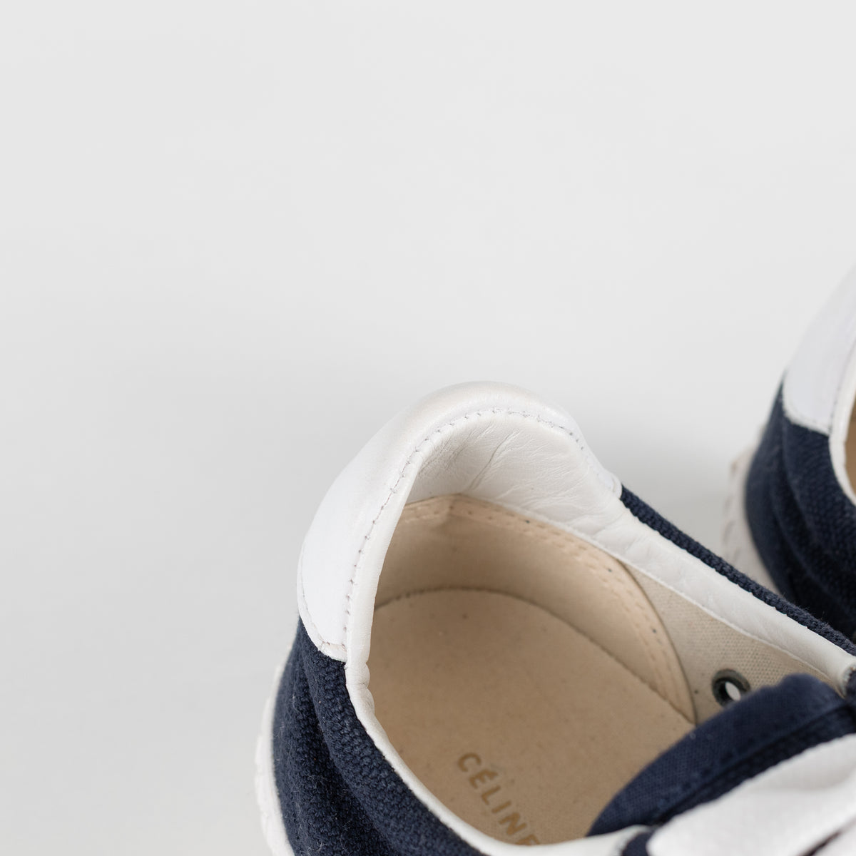 Celine Navy and White Canvas Trainers