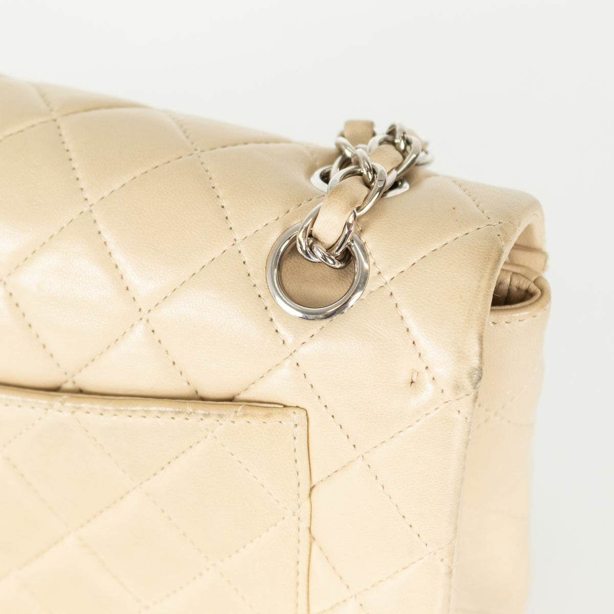 Chanel Small Beige Lambskin Classic Flap