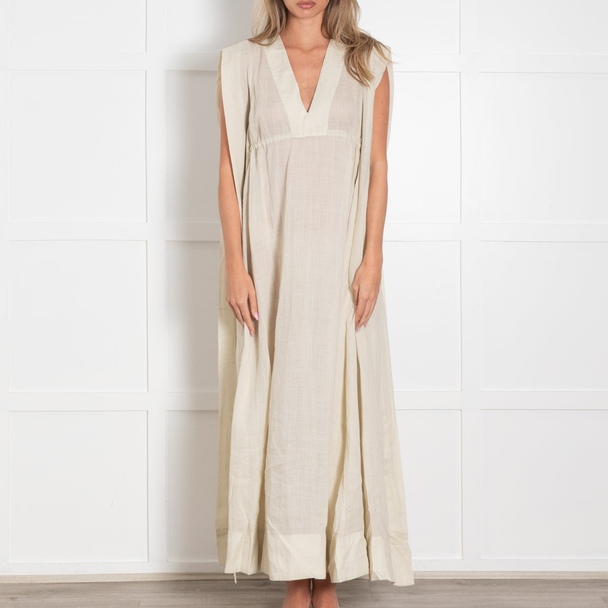 Rise & Fall Beige Ramie Gauze Aegean Dress
